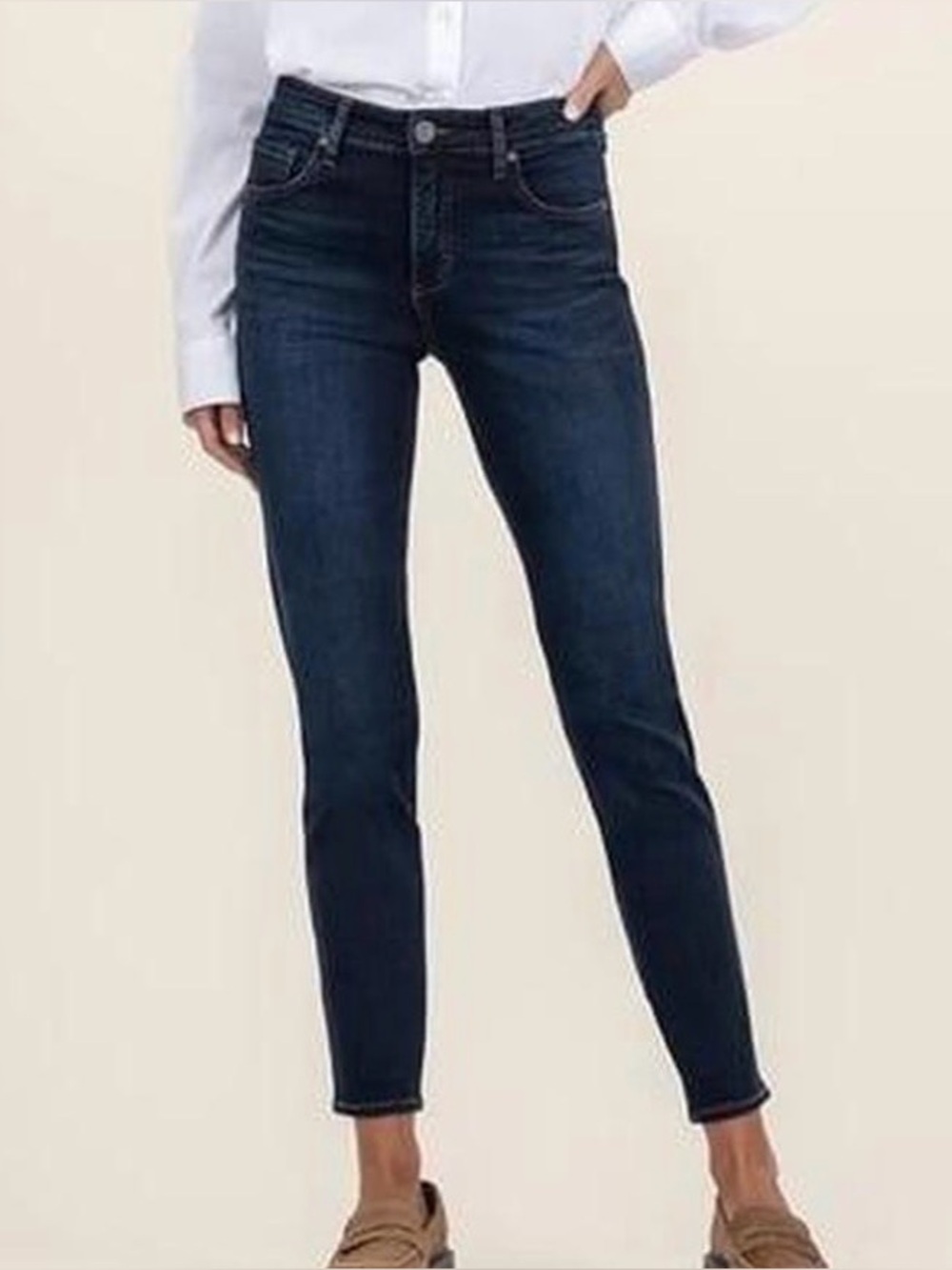 Kut From the Kloth Distressed Mid Rise Dark Wash Skinny Jeans 6